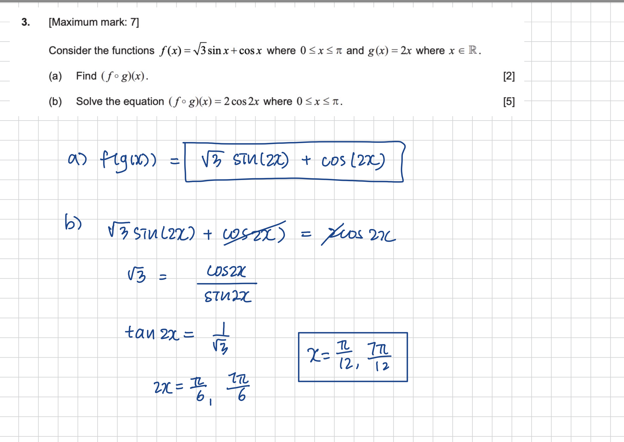 IB Trigonometry Past Paper Question